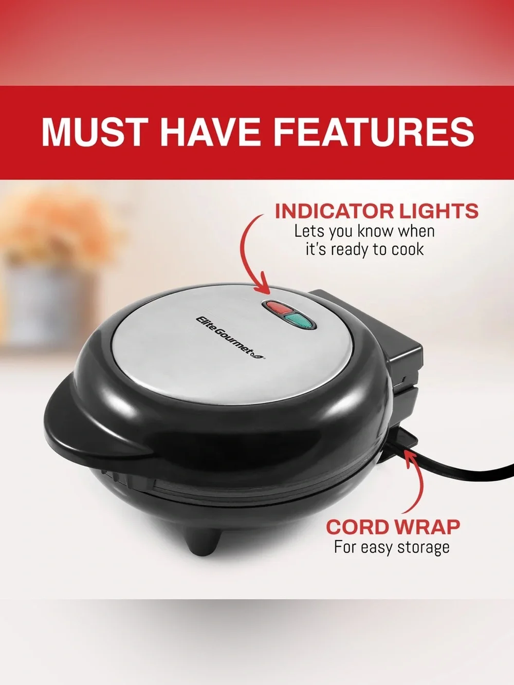 Elite Gourmet non-stick Omelet & frittatas Maker - Black and Silver